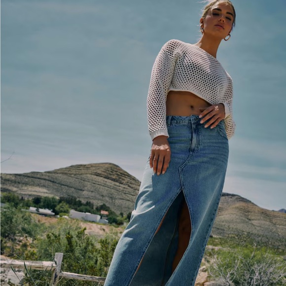 Garage Denim - Garage Women's Blue Denim Maxi Skirt